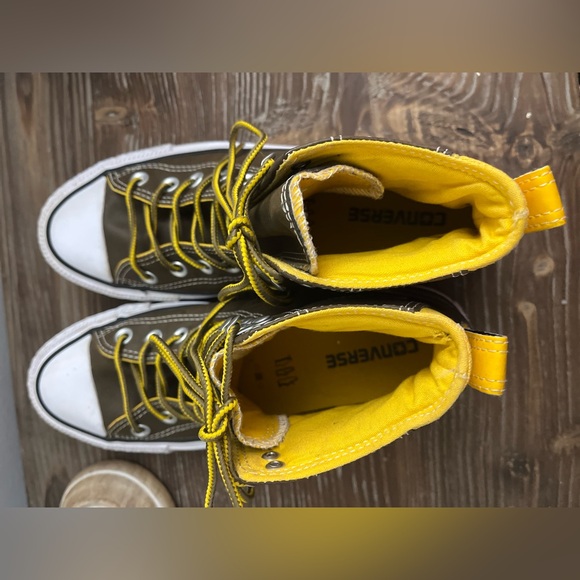 Converse Chuck Taylor City Hiker Leather High Top Sneakers Brown Yellow Sz 7M 9W - Picture 10 of 16